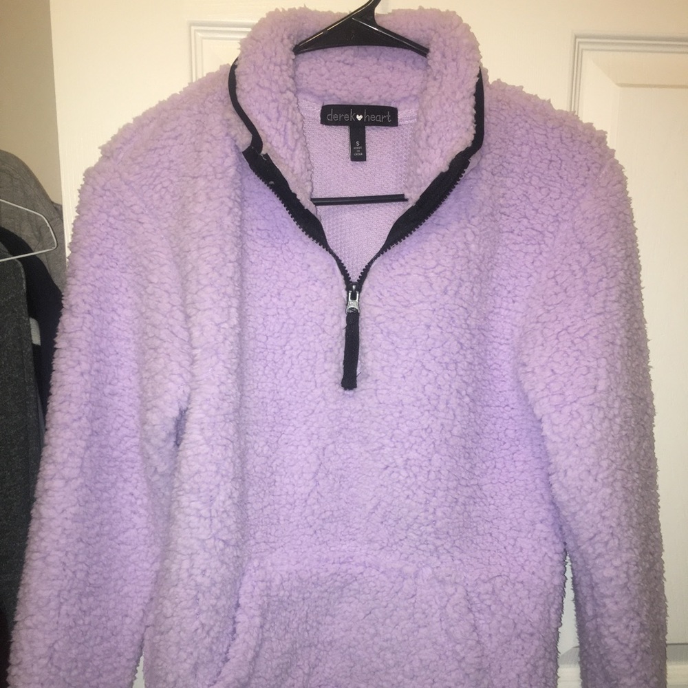 fuzzy lavendar quarter zip